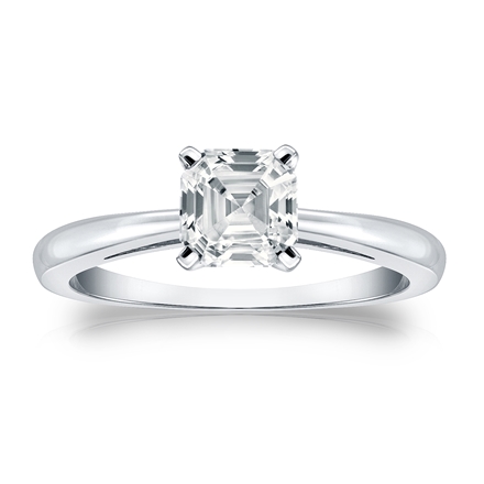Natural Diamond Solitaire Ring Asscher 1.00 ct. tw. (I-J, I1-I2) 14k White Gold 4-Prong