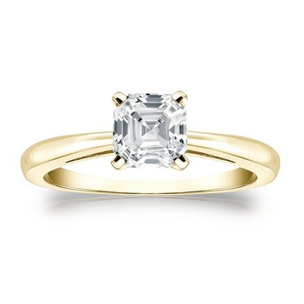 Natural Diamond Solitaire Ring Asscher 1.00 ct. tw. (G-H, VS2) 14k Yellow Gold 4-Prong