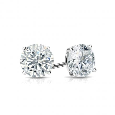 EGL USA Certified Round Diamond Stud Earrings in 14k White Gold 4-Prong Martini
