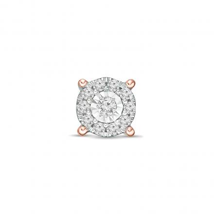 10K Rose Gold 4-Prong Basket Round Diamond Single Stud Earring Miracle Set 0.13 CT. TW. (I-J, I1-I2)