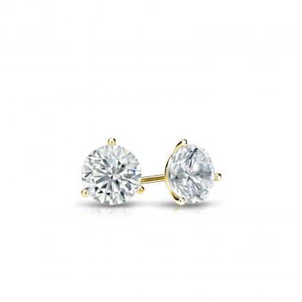 Natural Diamond Stud Earrings Round 0.25 ct. tw. (I-J, I1-I2) 14k Yellow Gold 3-Prong Martini