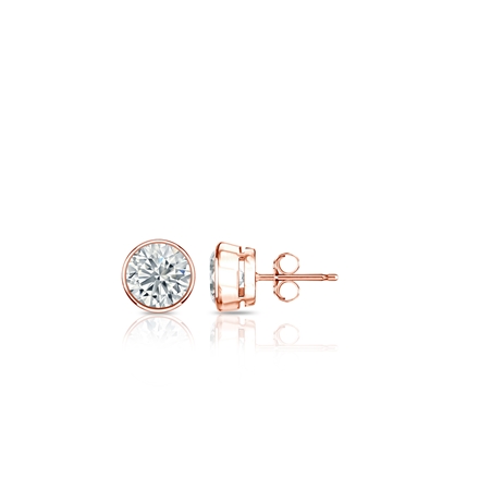 Bezel Set Diamond Stud Earrings | Helen Ficalora 14K Pink Gold / Pair by Helen Ficalora