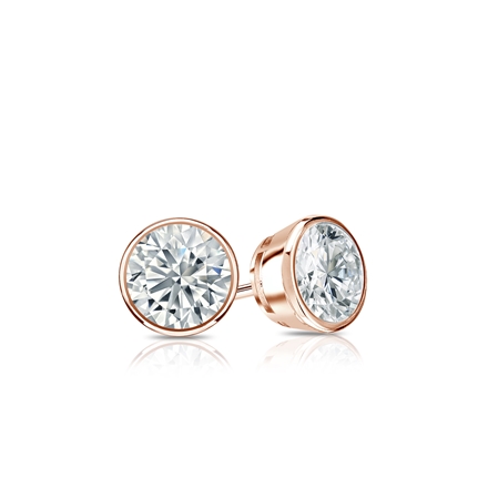 Natural Diamond Stud Earrings Round 0.33 ct. tw. (G-H, SI2) 14k Rose Gold Bezel