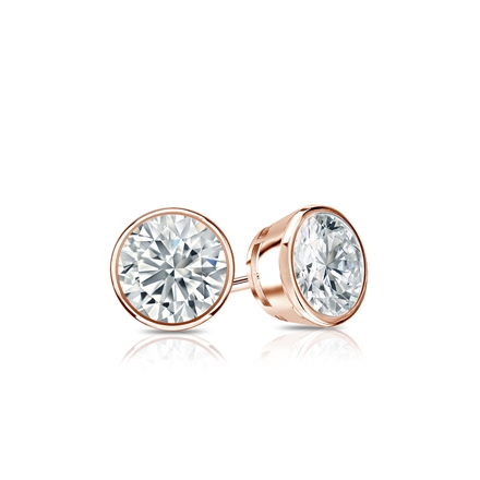Natural Diamond Stud Earrings Round 0.40 ct. tw. (I-J, I1) 14k Rose Gold Bezel