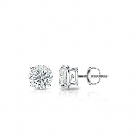 Lab Grown Diamond Studs Earrings Round 0.50 ct. tw. (I-J, VS1-VS2) in 14k White Gold 4-Prong Basket
