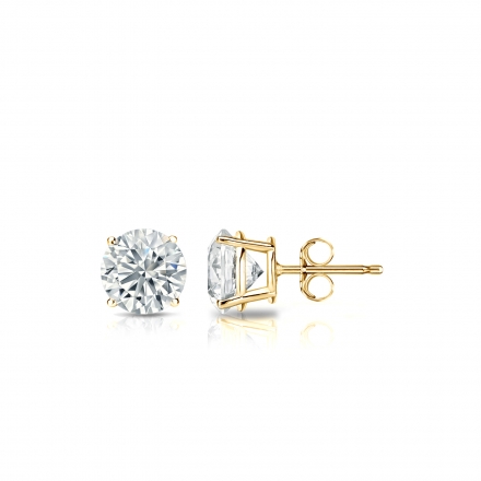 Lab Grown Diamond Studs Earrings Round 0.65 ct. tw. (D-E, VVS) in 18k Yellow Gold 4-Prong Basket