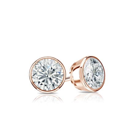Natural Diamond Stud Earrings Round 0.50 ct. tw. (G-H, SI1) 14k Rose Gold Bezel