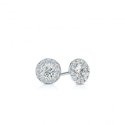 Certified 14k White Gold Halo Round Diamond Stud Earrings 0.50 ct. tw. (H-I, SI1-SI2)