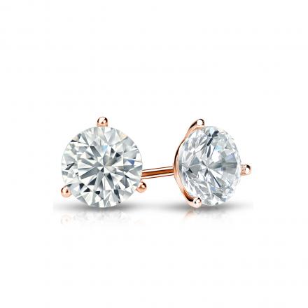 Natural Diamond Stud Earrings Round 0.62 ct. tw. (I-J, I1-I2) 14k Rose Gold 3-Prong Martini