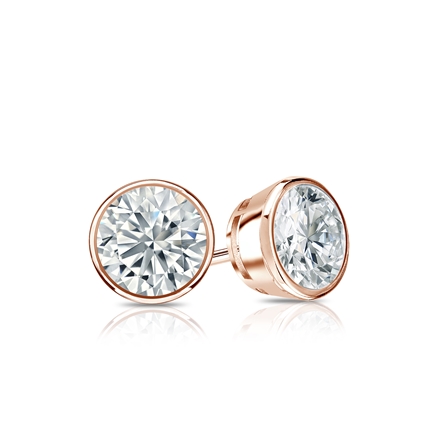 Natural Diamond Stud Earrings Round 0.62 ct. tw. (G-H, VS1-VS2) 14k Rose Gold Bezel