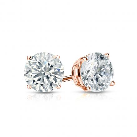 Natural Diamond Stud Earrings Round 0.75 ct. tw. (G-H, SI1) 14k Rose Gold 4-Prong Basket