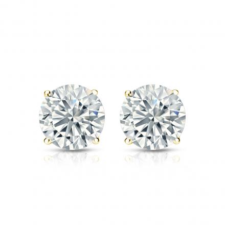 Natural Diamond Stud Earrings Round 0.75 ct. tw. (H-I, SI1-SI2) 18k Yellow  Gold 4-Prong Basket