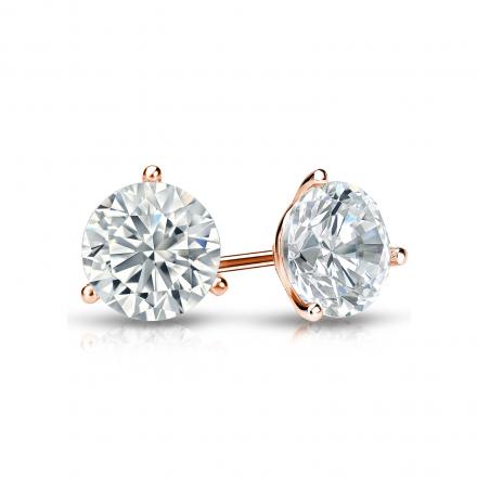 Natural Diamond Stud Earrings Round 0.75 ct. tw. (H-I, SI1-SI2) 14k Rose Gold 3-Prong Martini