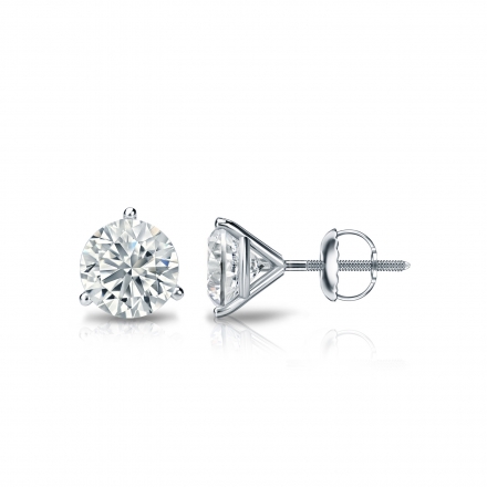 Natural Diamond Stud Earrings Round (G-H, SI2) 18k