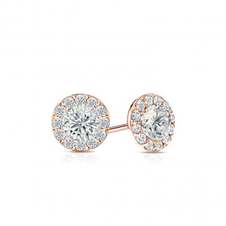 Natural Diamond Stud Earrings Round 0.75 ct. tw. (G-H, SI2) 14k Rose Gold Halo