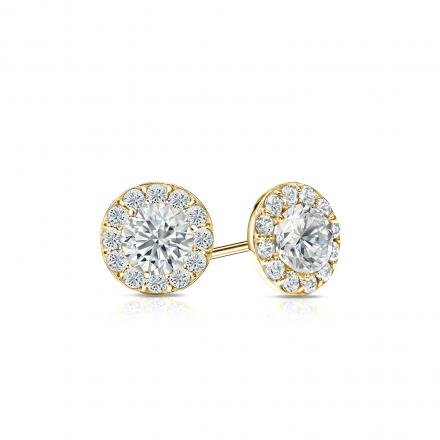 Certified 14k Yellow Gold Halo Round Diamond Stud Earrings 0.75 ct. tw. (G-H, VS2)