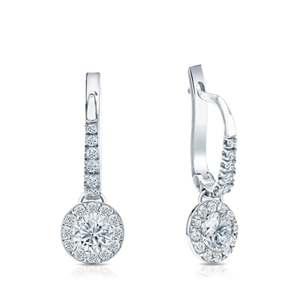 Natural Diamond Dangle Stud Earrings Round 0.75 ct. tw. (G-H, SI2) 14k ...