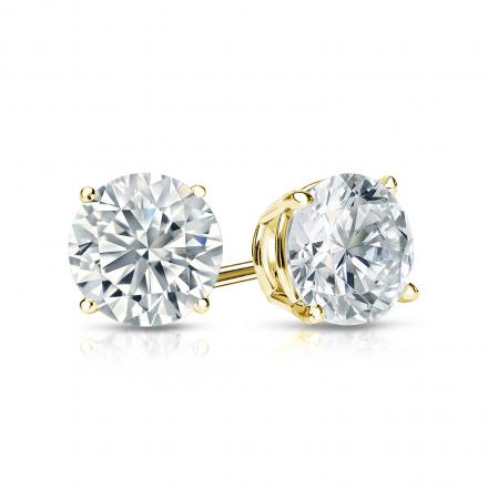 Lab Grown Diamond Stud Earrings Round 1.15 ct. tw. (H-I, VS) in 14k Yellow Gold 4-Prong Basket