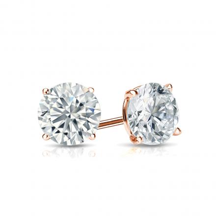 Certified 14k Rose Gold 4-Prong Martini Round Diamond Stud Earrings 1.50 ct. tw. (G-H, VS1-VS2)