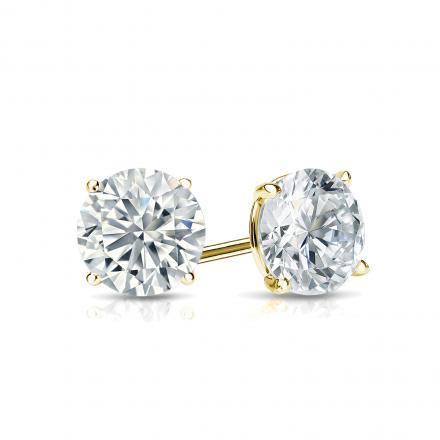 Certified 14k Yellow Gold 4-Prong Martini Round Diamond Stud Earrings 0.50 ct. tw. (H-I, SI1-SI2)
