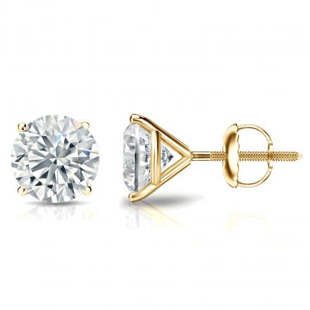 Lab Grown Diamond Studs Earrings Round 3.25 ct. tw. (H-I, VS) in 14k Yellow Gold 4-Prong Martini