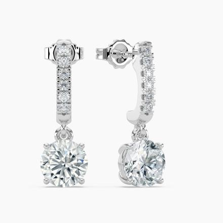 Natural Diamond Dangle Stud Earrings Round 1.50 ct. tw. (G-H, VS1-VS2) 14k White Gold Dangle Studs 4-Prong Basket