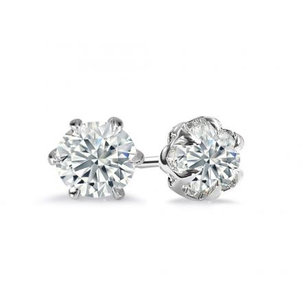 Certified Platinum 6-Prong Scalloped Setting Round Lab Grown Diamond Stud Earrings 1.00 ct. tw. (D, VS1) Excellent