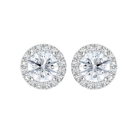 Natural Diamond Stud Earrings Round 3.00 ct. tw. (1.25ct. each ear) G-H, VS1-VS2 14k White Gold Halo