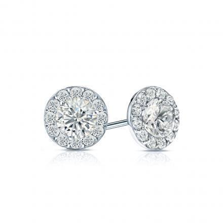 Certified 14k White Gold Halo Round Diamond Stud Earrings 1.00 ct. tw. (G-H, VS2)