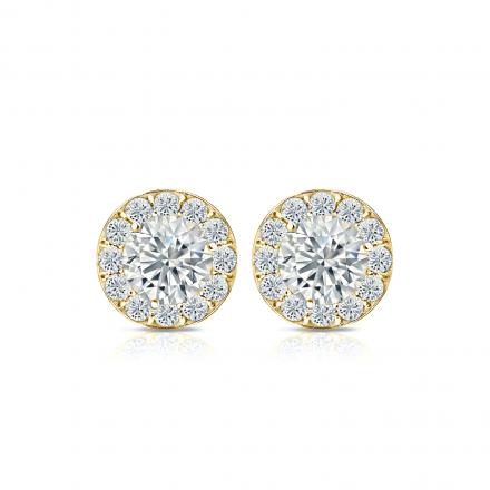 Details about   1Ct Round Cut Diamond Screw Back Halo Flower Stud Earrings 14k White Gold Over