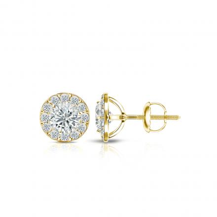 Round Brilliant Diamond Stud Earrings 14K Yellow Gold .91ctw M-N/VS2-SI1