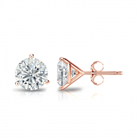 Lab Grown Diamond Stud Earrings Round 1.35 ct. tw. (H-I, VS) in 14k Rose Gold 3-Prong Martini