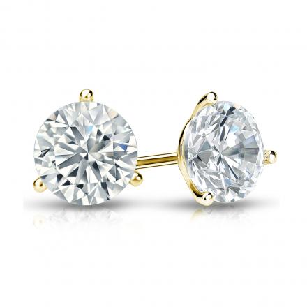 Lab Grown Diamond Stud Earrings Round 1.35 ct. tw. (H-I, VS) in 14k Yellow Gold 3-Prong Martini