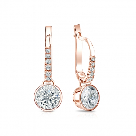 Natural Diamond Dangle Stud Earrings Round 1.25 ct. tw. (G-H, VS2) 14k Rose Gold Dangle Studs Bezel