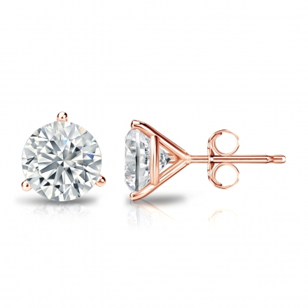Lab Grown Diamond Stud Earrings Round 1.65 ct. tw. (0.825ct. each ear) H-I, VS in 14k Rose Gold 3-Prong Martini