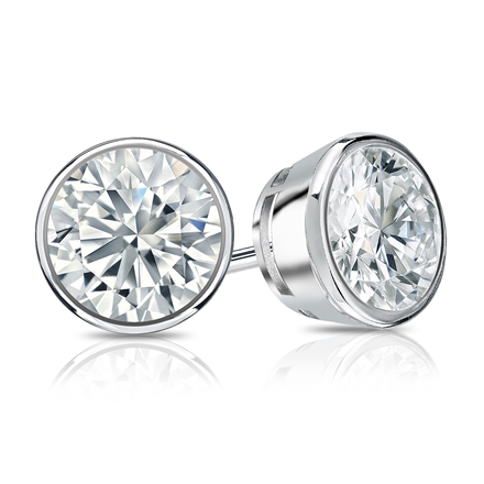 Natural Diamond Stud Earrings Round 1.50 ct. tw. (I-J, I1) Platinum Bezel