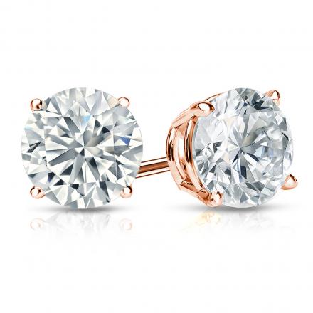 Natural Diamond Stud Earrings Round 1.75 ct. tw. (G-H, VS1-VS2) 14k Rose Gold 4-Prong Basket