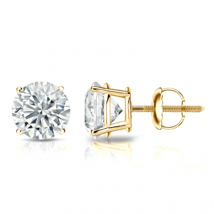 Lab Grown Diamond Stud Earrings Round 1.85 ct. tw. (H-I, VS) in 14k Yellow Gold 4-Prong Basket