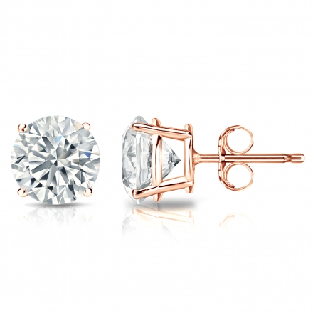 Lab Grown Diamond Studs Earrings Round 2.75 ct. tw. (H-I, VS) in 14k Rose Gold 4-Prong Basket