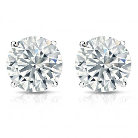 Natural Diamond Stud Earrings Round 2.00 ct. tw. (G-H, VS1-VS2) 14k White  Gold 4-Prong Basket 