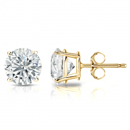 14 karat yellow gold diamond stud earrings 0.16 ct in round diamonds set in cheapest 4 prongs.