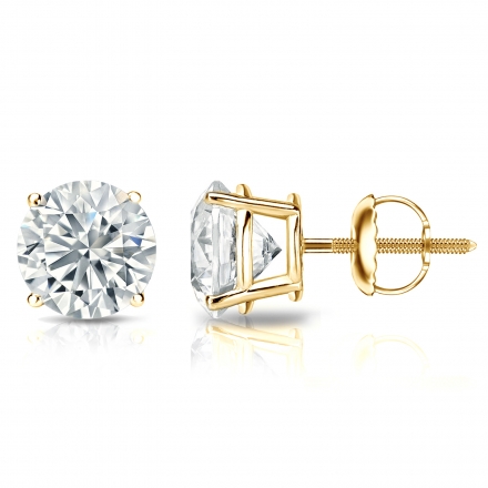 Lab Grown Diamond Studs Earrings Round 3.25 ct. tw. (H-I, VS) in 14k Yellow Gold 4-Prong Basket