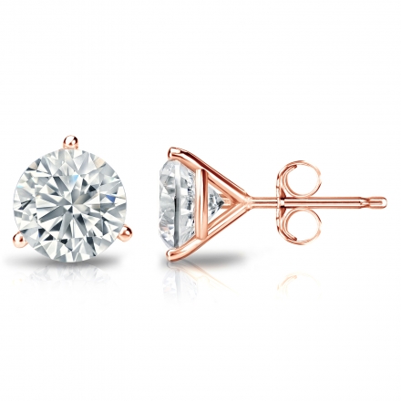 Lab Grown Diamond Studs Earrings Round 2.50 ct. tw. (I-J, VS1-VS2) in 14k Rose Gold 3-Prong Martini
