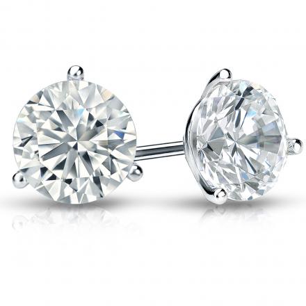 Lab Grown Diamond Studs Earrings Round 2.50 ct. tw. (I-J, VS1-VS2) in 14k White Gold 3-Prong Martini
