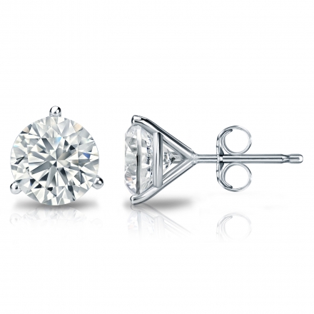 Lab Grown Diamond Studs Earrings Round 2.25 ct. tw. (H-I, VS) in 14k White Gold 3-Prong Martini