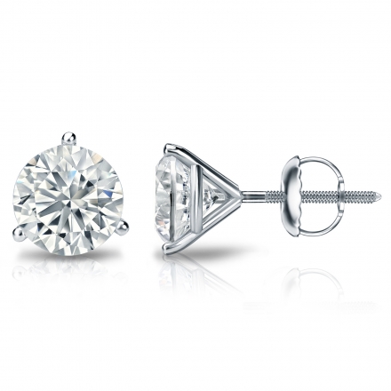 Lab Grown Diamond Stud Earrings Round 3.00 ct. tw. (E-F, SI1-SI2) in 14k White Gold 3 Prong Martini