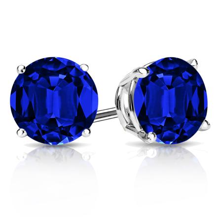 Lab Grown Gemstone Blue Sapphire Stud Earrings Round 0.50 ct. tw. Platinum 4-Prong Basket