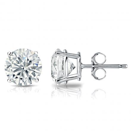 18k White Gold 4-Prong Basket Round Diamond Stud Earrings