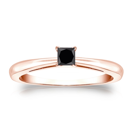 14k Rose Gold 4-Prong  Black Diamond Solitaire Ring 0.25 ct. tw.