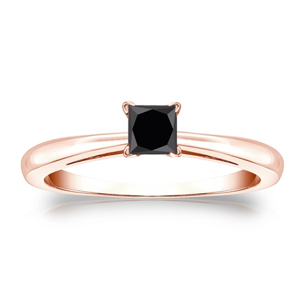 14k Rose Gold 4-Prong  Black Diamond Solitaire Ring 0.50 ct. tw.